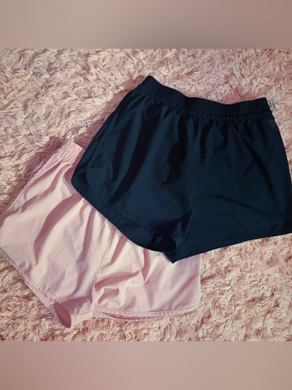 VS Pink Athletic Pastel Pink and Black Workout Running Gym Shorts Sz XS